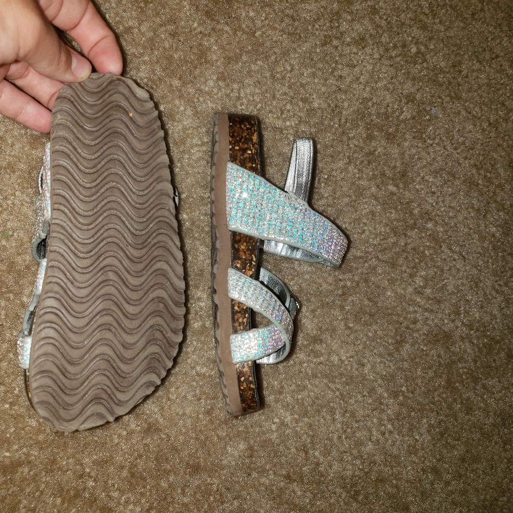 Cute silver off brand birkenstocks